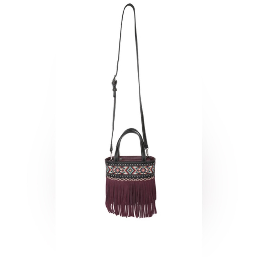 Montana West Embroidered Aztec Fringe Collection Small Satchel NWT - Picture 3 of 5